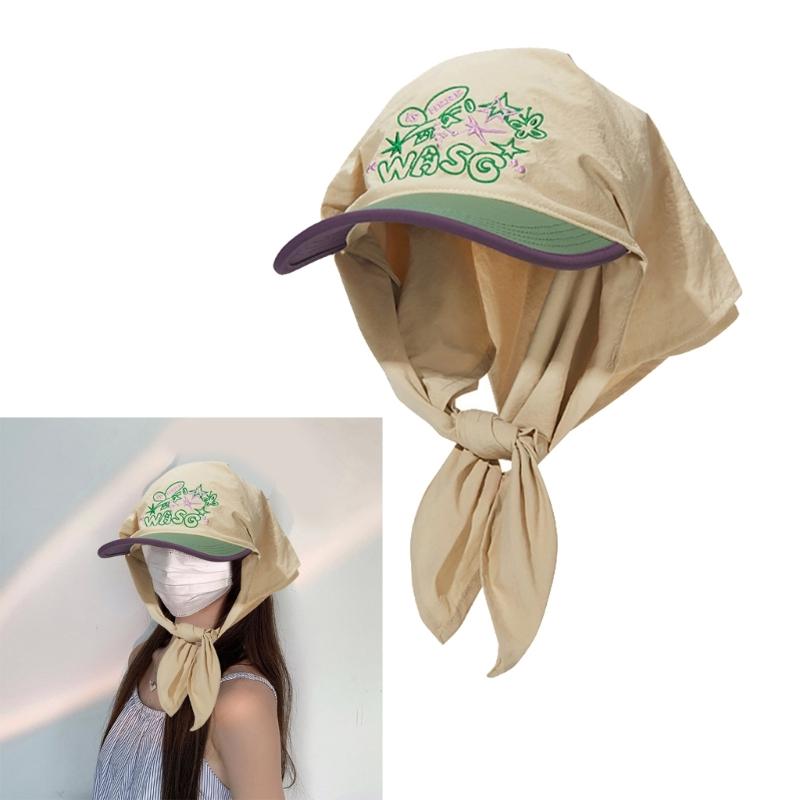 Quick Drying Baseball Hat for Women Girls Embroidery Headscarf Adjustable Hat