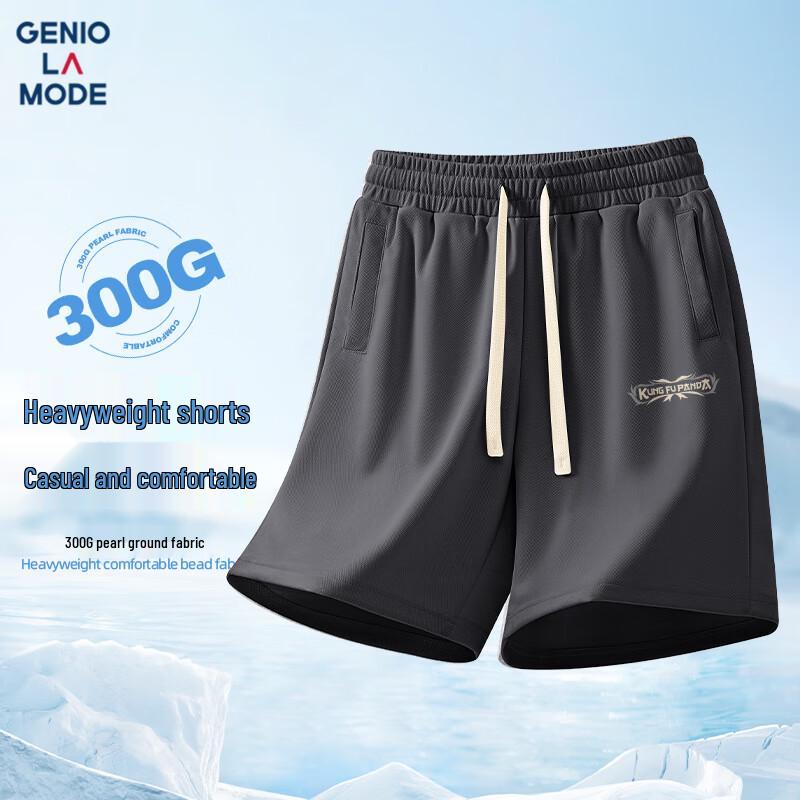 GENIOLAMODE Men s Summer Kung Fu Panda Loose Straight Shorts L