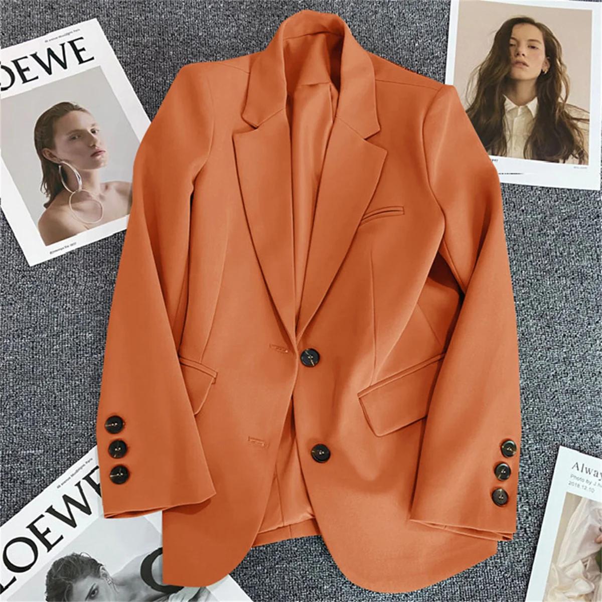 

Women Jacket in Korean Fashion Small Suit Brown Suit Coat Clothes Loose Straight Temperament Slim Blazer for Women XS