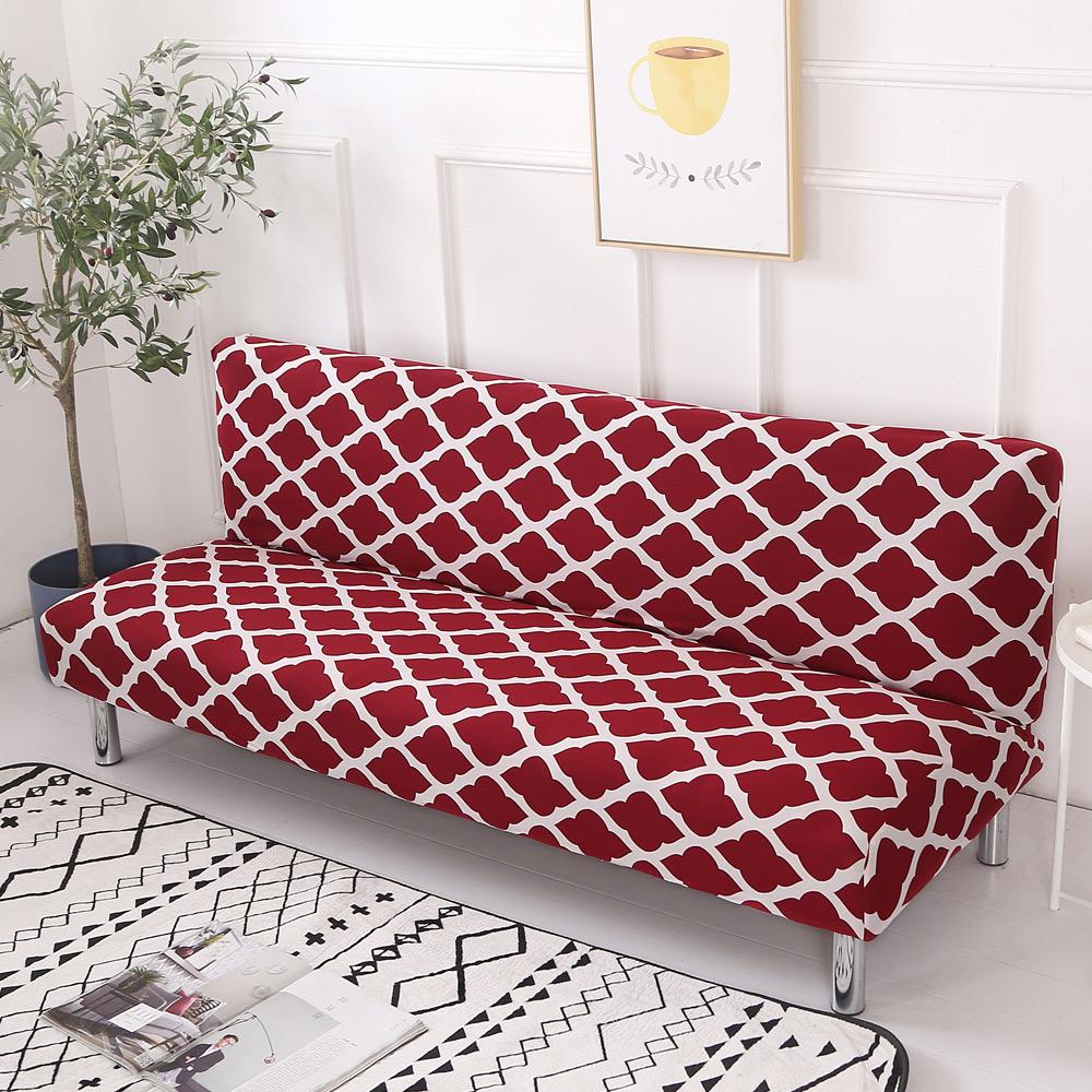 Armless Futon Sofa Bed Cover Stretch Folding Sofa Cover Living Room Without Armrests Removable Washable 3 Seater Sofa Slipcover