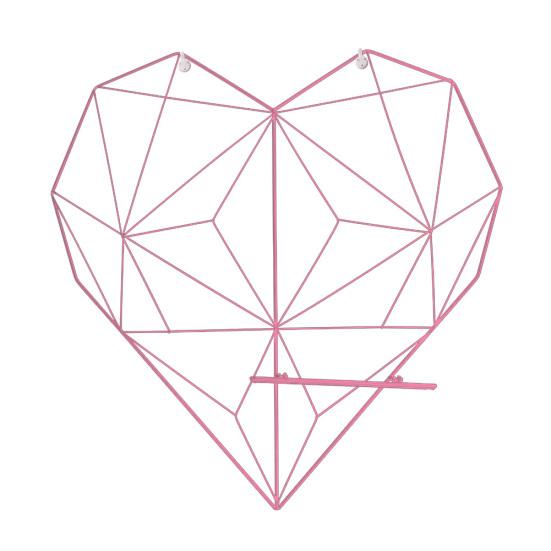 Home Cafe Heart Wall Hanging Clips Cords Photos Storage Rack Shelf Holder Decor