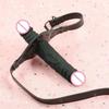 Adjustable Strap-On Dildo Gag Silicone Mouth Bondage Toy for Couple Games Double Dildo
