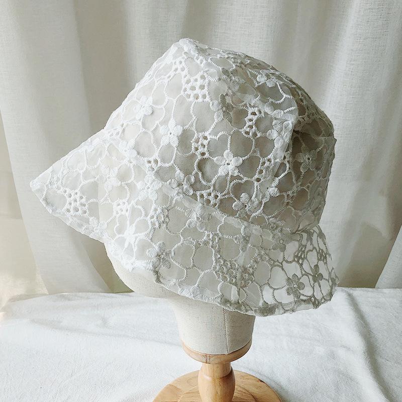 Women's Summer Lace Bucket Hat with Floral Pattern - Sunscreen, Breathable, Lightweight Fairy Design