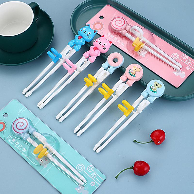 1 paar Baby Kinder Training Geschirr Lebensmittel Sticks Cartoon Tier Essstäbchen Für Kinder Nette Katze Elementare Lernen Essstäbchen