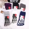 Creative Cotton Men's Five Finger Socks Soft Cotton Horror Skull Hand Claw Prints Summer Toe Socks Outdoor Sports Running Socks