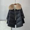 Female Loose Outerwear Fashion Down Jacket Overcoat Women Winter Coat White Duck Down Jacket With Big Woolen Collar Coat