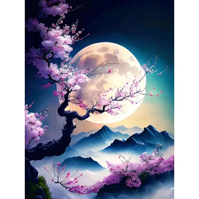 Diamond Embroidery Moon Landscape Needlework Mosaic Tree Flower Painting Night Cross Stitch Home Decor