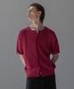 Dekkoloso Panel Rib Short Sleeve Summer Round Cardigan [Deep Pink]