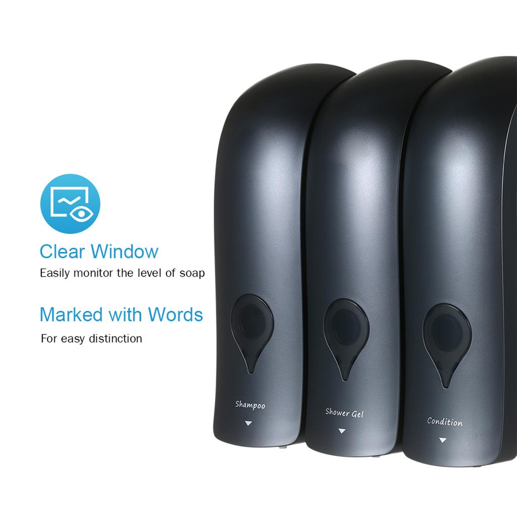 Manual Soap Dispenser 3 Chamber X 300mlCelsius 10.2oz Wall Mounted Liquid Shampoo Box Shower Gel Hand Soap Dispensers for Kitchen Bathroom