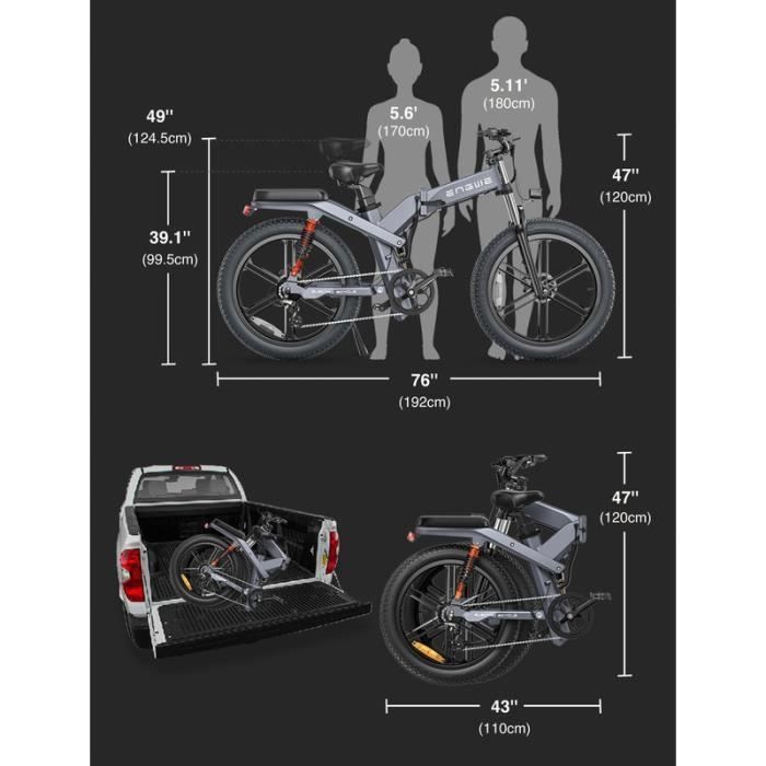 Vélo électrique - ENGWE - X26 - Pneus 26" - Moteur 48V 1000W - Batterie 29.2Ah - Noir