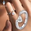 4x6mm Pear Cut All Moissanite Ring for Women   CopperWaterdrop Swing Tail Ring Full Eternity Band Party Jewelry Gift