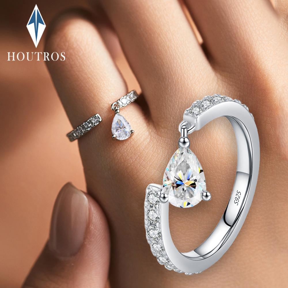 4x6mm Pear Cut All Moissanite Ring for Women CopperWaterdrop Swing Tail Ring Full Eternity Band Party Jewelry Gift