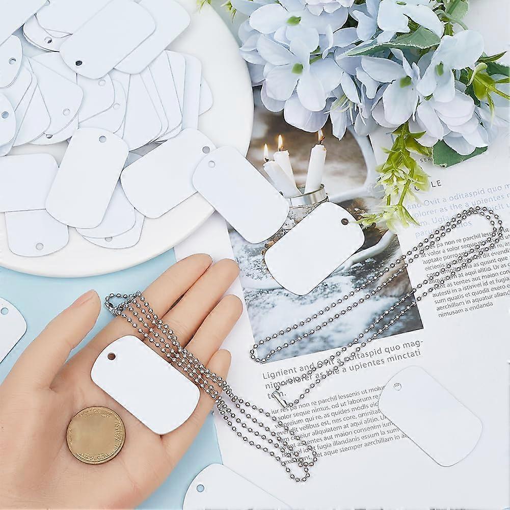 1 Box 45pcs Sublimation Dog Tag Blanks with Chain Heat Transfer Double Sided Sublimation Keychain Blanks for DIY Craft