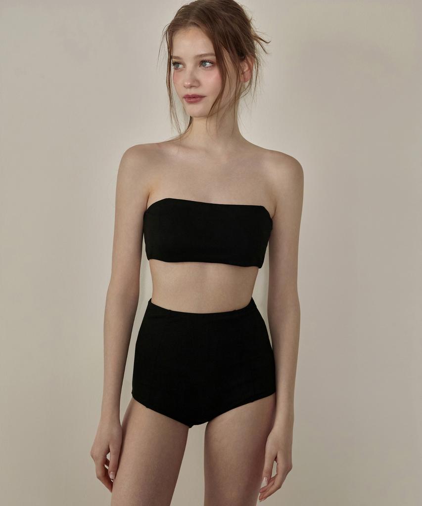 VIKINI VENDER Simple Bandeau High-Waisted Bikini - Black
