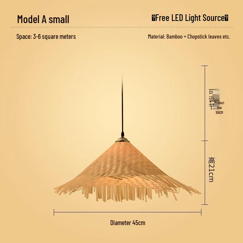 

Chinese Zen Straw Hat Bamboo Pendant Light – Retro Farmhouse Pastoral Décor