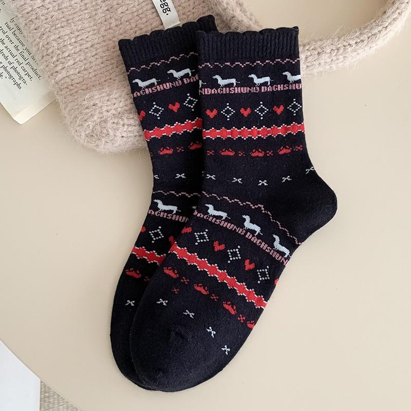 Socks Pure Cotton Tube Socks Spring And Autumn Versatile Internet Celebrity Pastoral Cotton Sweat-Absorbing Deodorant Tube Socks