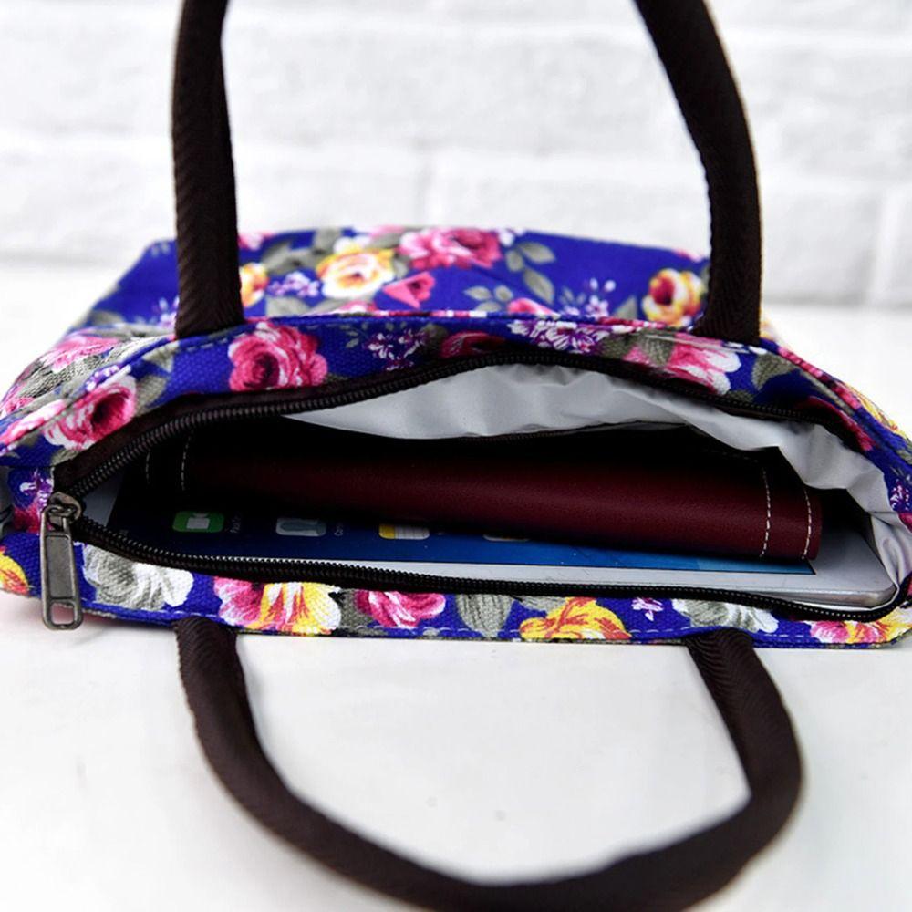 Printed Canvas Lunch Bag Oxford Cloth Rose Mommy Bag Portable Floral Tote Bag Travel