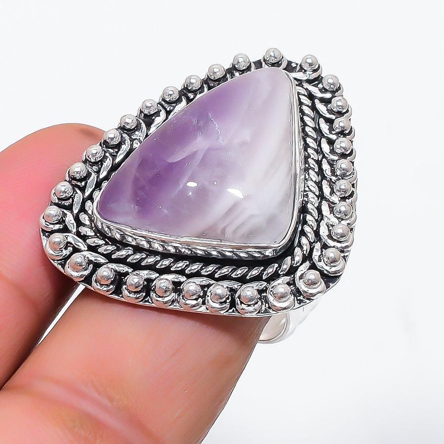 Chevron Amethyst Gemstone 925 Sterling Silver Jewelry Ring Size 10