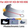 Viseira Fotocromática para Capacete AGV K5 K5S K5-S K3SV K3-SV K1 Tela Óculos Protetor Para-brisa Acessórios Peças Lente Autocromática
