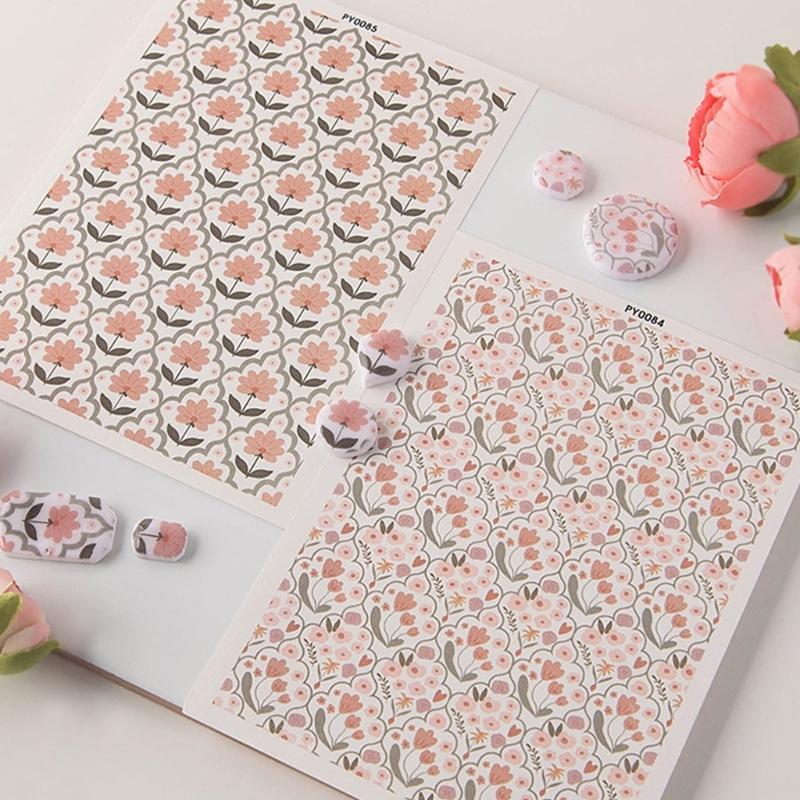 Flower Clay Transfer Paper Bird Flower Transfer Paper Water Soluble Transfer Paper for Clay Earrings Jewelry Making