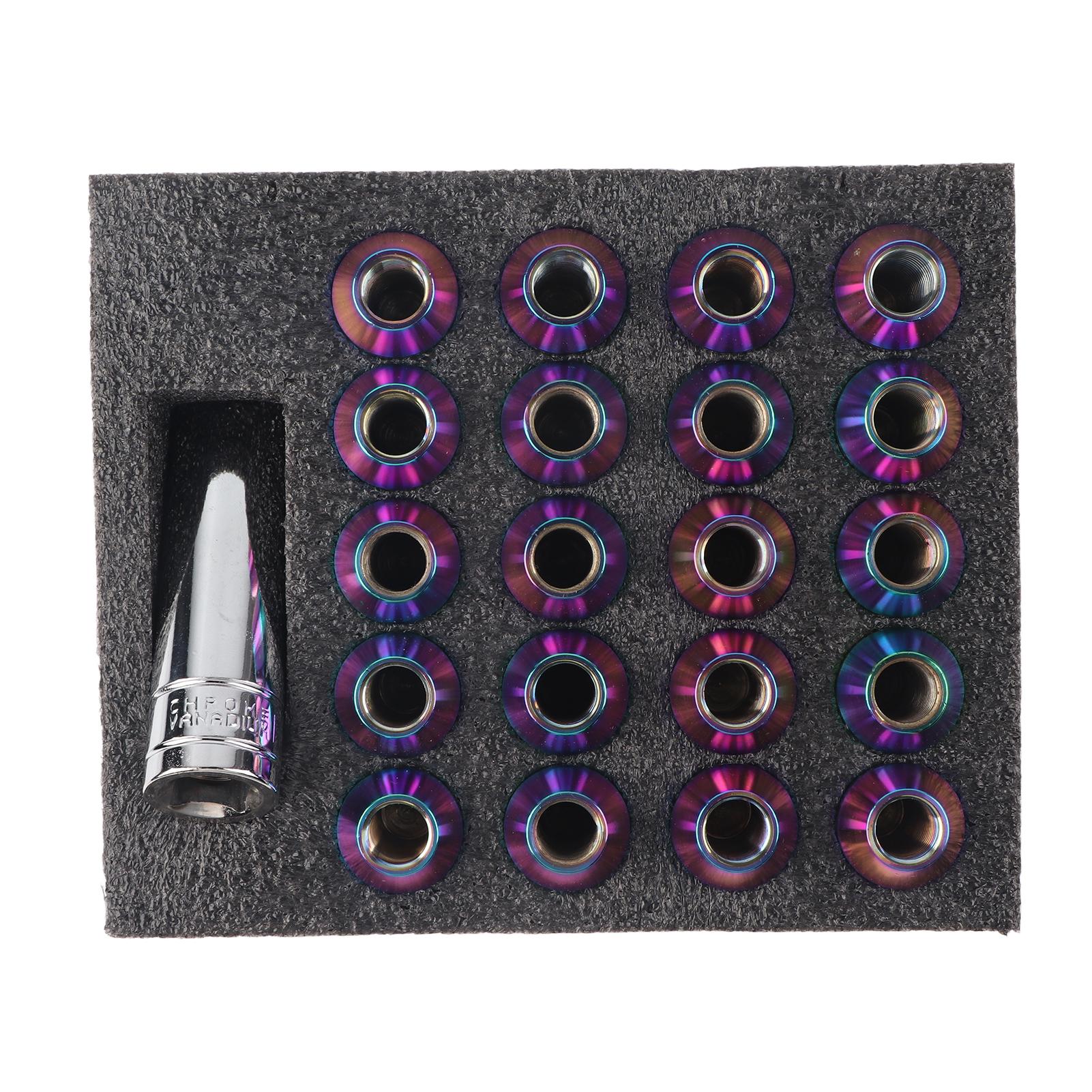 

20 шт. Колесные гайки M12x1.5 Резьба Высота 1.8 дюйма Нержавеющая сталь T304 для модификации автомобиляРазноцветные