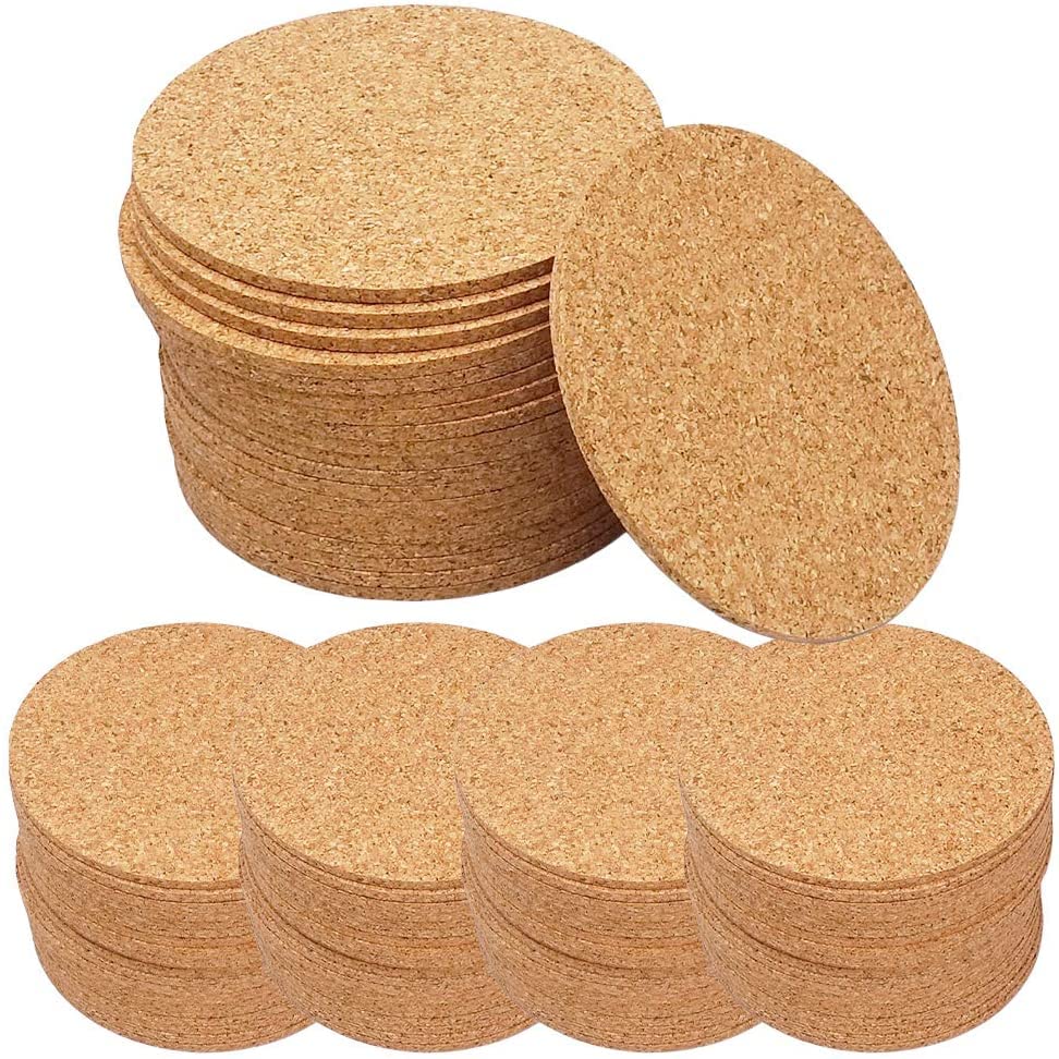 

XRICH Cork Coasters of Thickness Commercial Use [Pack 100] (Diameter 90mm, 3mm) Round, Heat-Resistant, Water-Absorbent, (100)