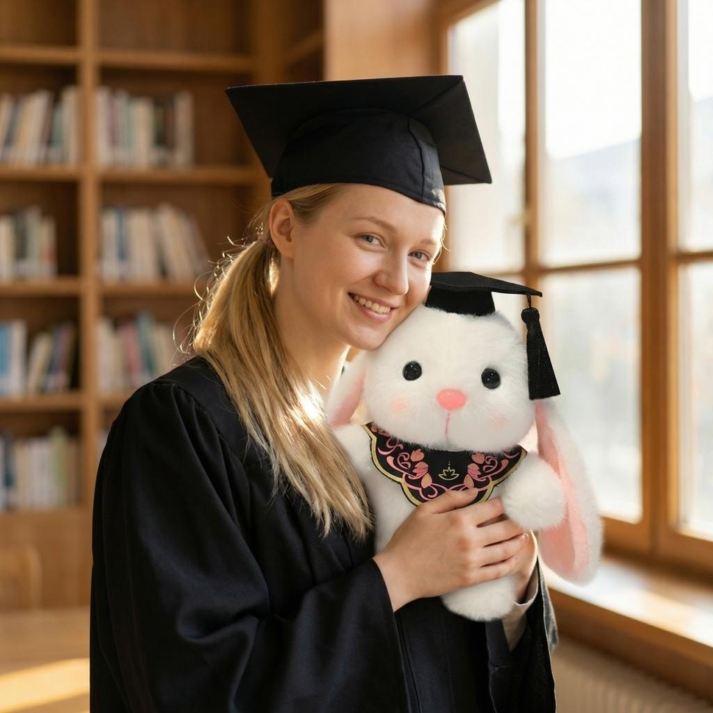 Graduation Bunny Doll, Doctor's Ear Drop Plush Toy Doll, Graduation Commemoration