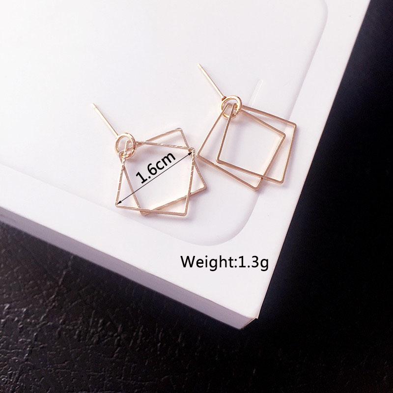 Rhombus Pendants Women's Earrings Metal Square Drop Crystal Dangle Earrings Exaggerated Wood Ear Jewelry Aretes De