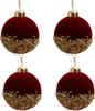 3inch Red Christmas Balls Ornaments Red Glitter Sequin Velvet Christmas Tree Hanging Balls for Home Xmas Wedding Party Decor