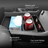 for Hyundai Santa Fe 2025 2025 Central Lower Layer Storage Box Cup Holder Anti Dirt Pad Black TPE Silicone Organizer Tidying