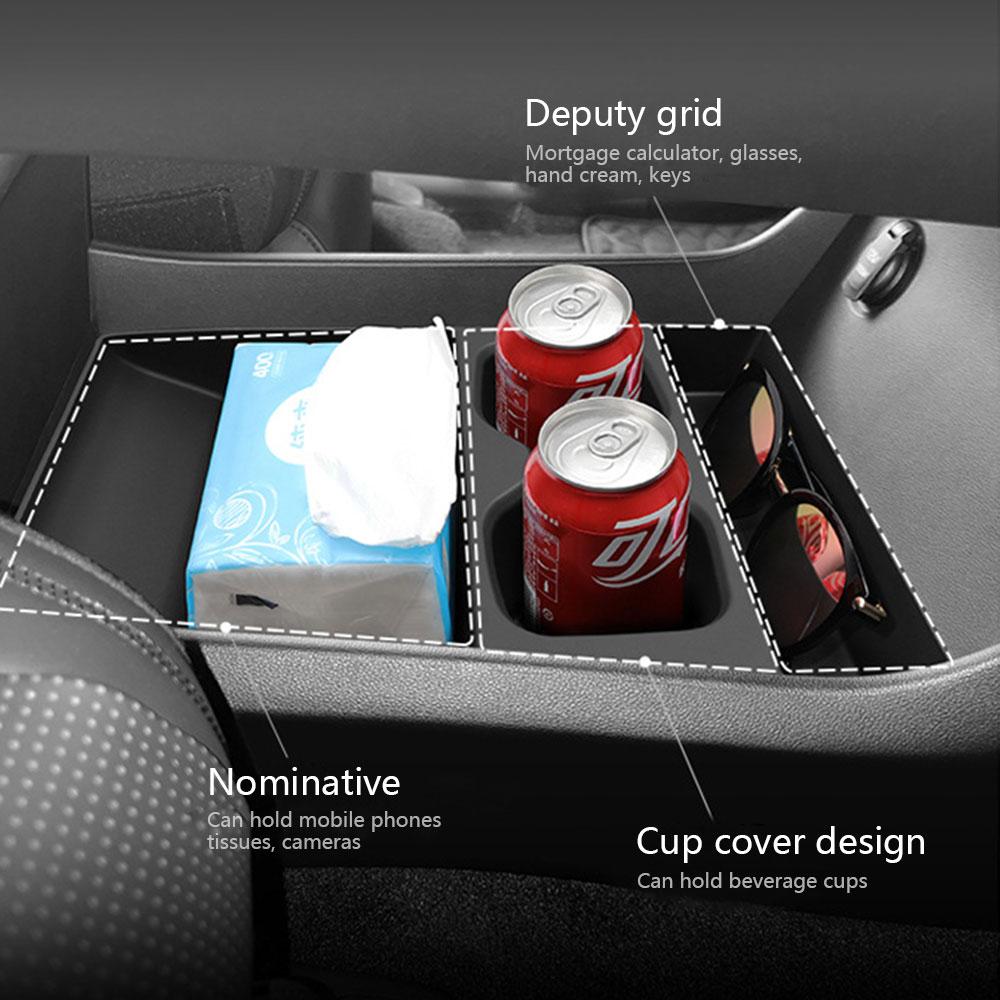 for Hyundai Santa Fe 2025 2025 Central Lower Layer Storage Box Cup Holder Anti Dirt Pad Black TPE Silicone Organizer Tidying