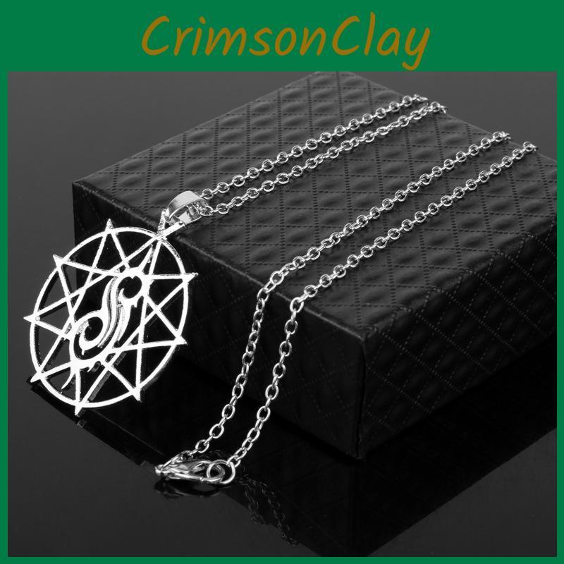 Slipknot Band Silver Geometric Alloy Necklace With Pendant For Travel Gift