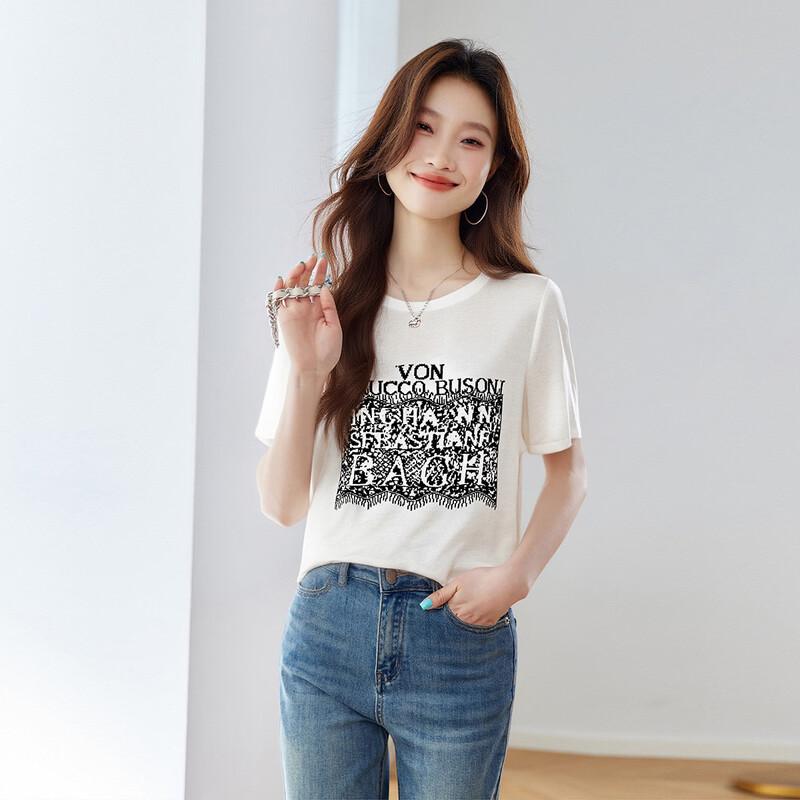 

Srcr 19 Momme Silk Blend Printed Short Sleeve T-Shirt L