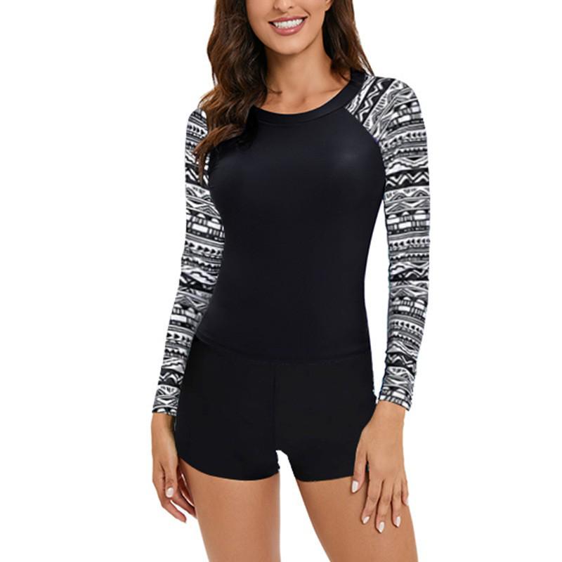 2023 Color Block Zipper Crew Neck Long Sleeve High Waist One-Piece Wetsuit