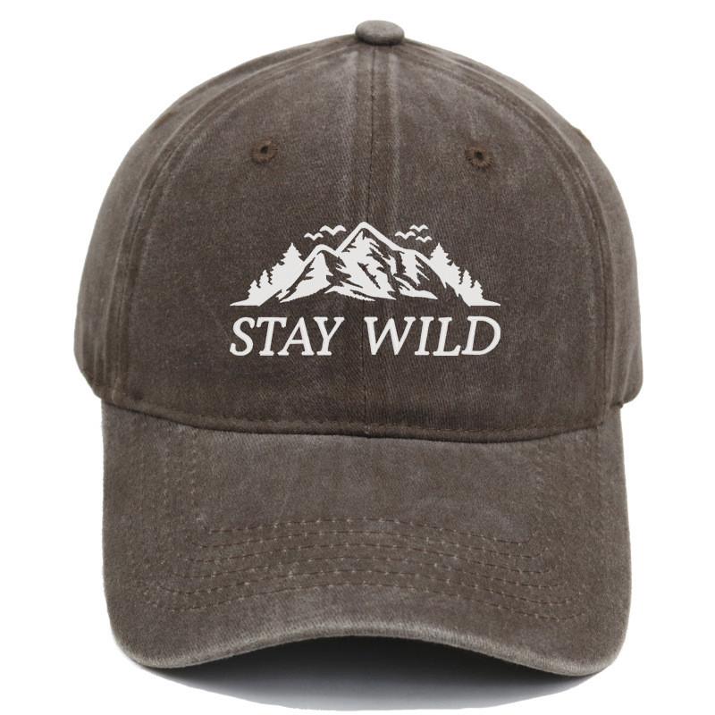 

Stay Wild Mountain Embroidered Baseball Cap With Soft Top For Outdoor Sunshade Brown