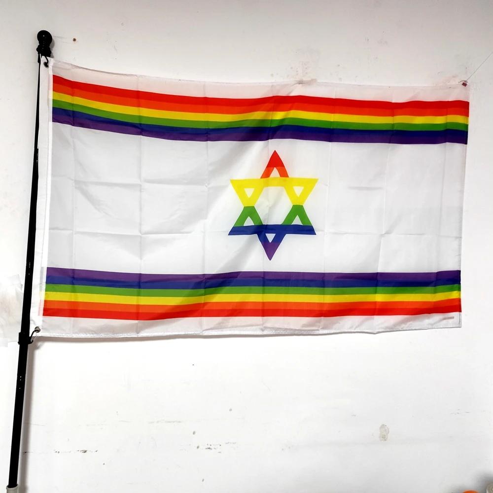 Israel Israelis Flagge Regenbogen Gay Pride Flagge 90X150cm Zum Aufhängen für Außendekoration 60 x 90cm
