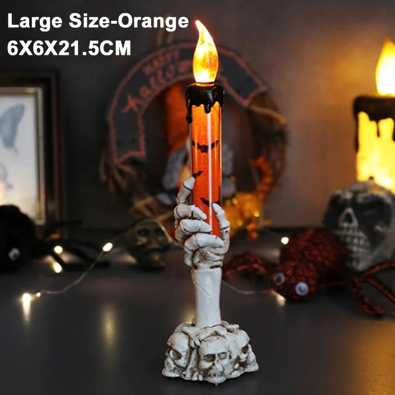 Halloween LED Electronic Candles – Spooky Ghost Hand Flameless Tea Lights & Candle Holder Decor