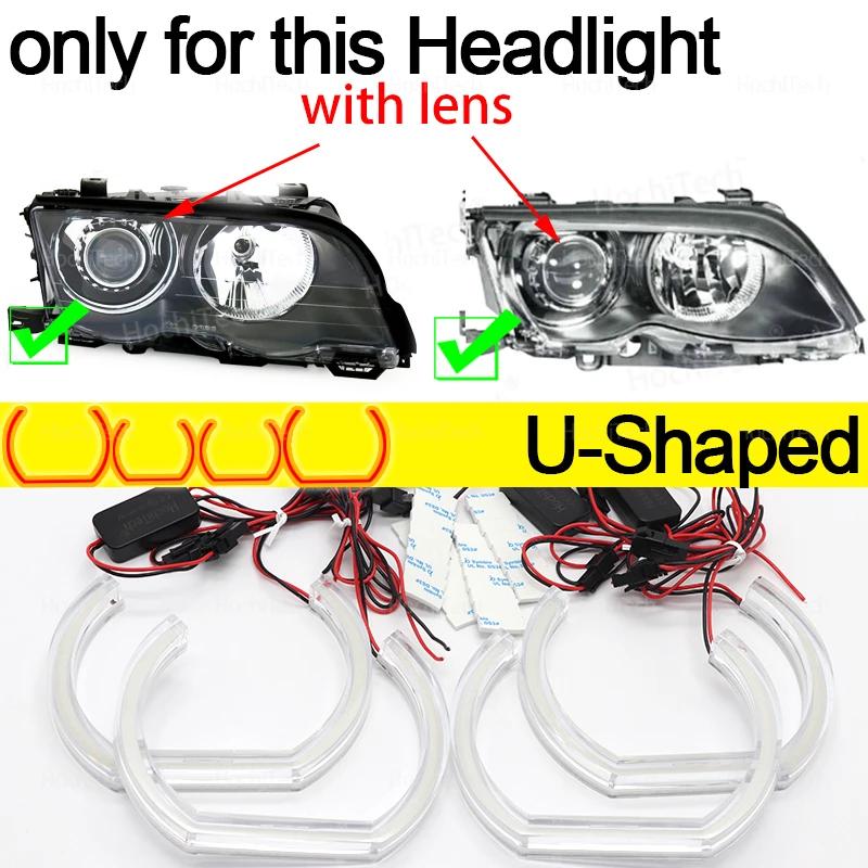 For BMW E46 Sedan 325i 325xi 330i 330xi with HID Headlights Day Light DRL Angel Eyes LED CSL Style Lemon Yellow Headlight Ring