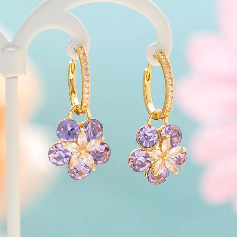 Fresh Zircon Flower Ear Cuff Earrings - Spring/Summer 2024 Fashion Niche Design