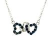 Blue Sapphire Station Necklace 925 Sterling Silver Rhodium Plated Round Gemstone Necklace Gift for Women