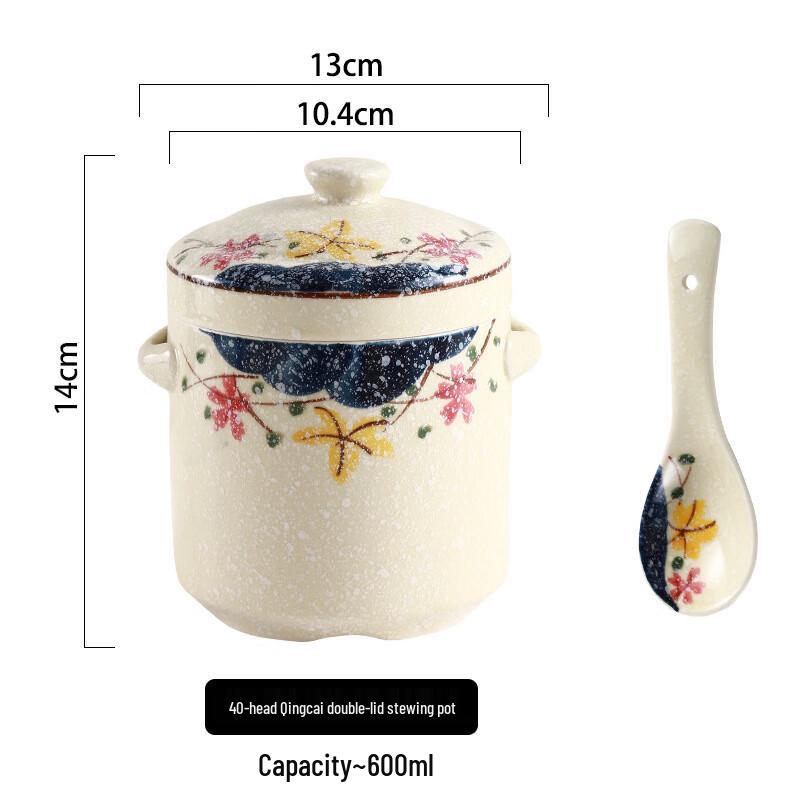 Lilang Ceramic Double Boiler Stew Cup, 600ml