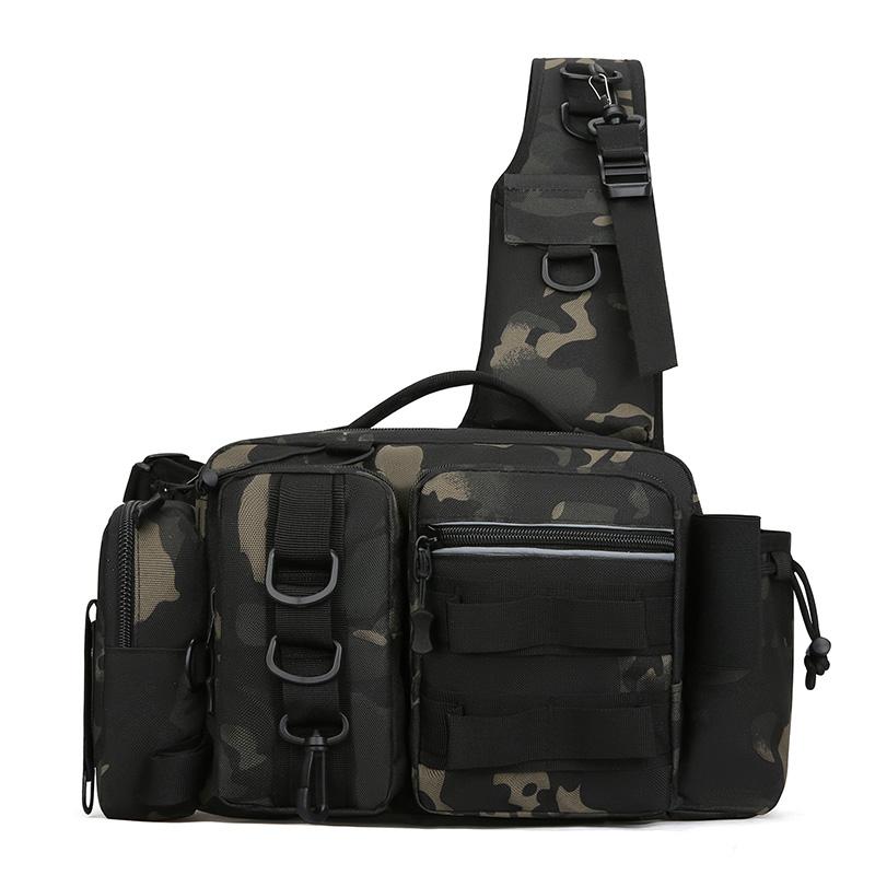 Fishing Tackle Backpack Lure Box Gear Storage Bag Fanny Pack for Men Fly Fishing Backpack with Rod Holder Sling Shoulder Bag