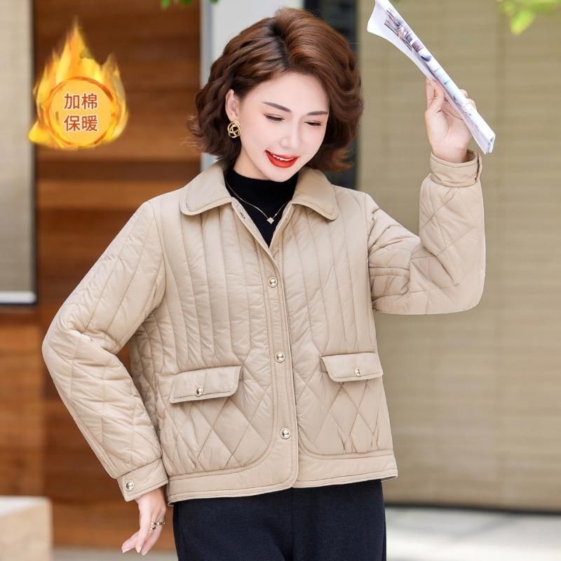 

Small autumn and winter light and thin short padded jacket padded jacket medium old women s autumn padded clothes 4XL [recommended 150-80kg] шампанского