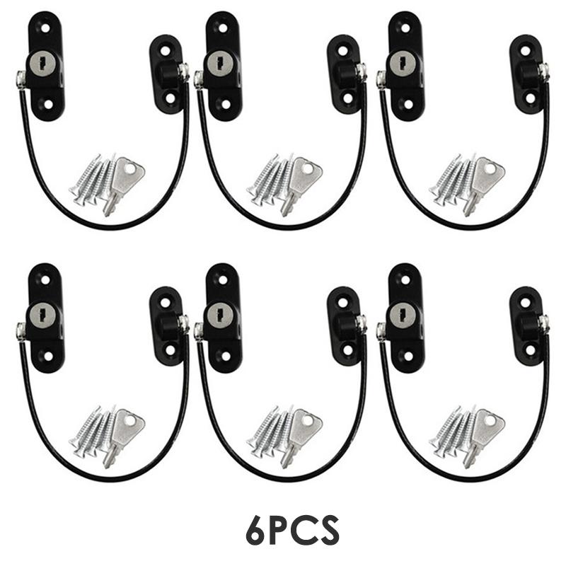 Lot de 6 chaînes de sécurité pour fenêtre, câble de verrouillage, limiteur de sécurité multifonctionnel pour fenêtre, porte, protection pour la sécurité des bébés