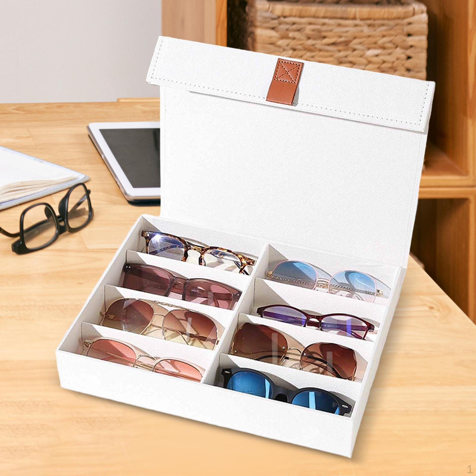 

Органайзер для солнцезащитных очков Футляр-коробка для очков 8 отделений Аксессуары Хранение очков Держатель для очков для Flannel White