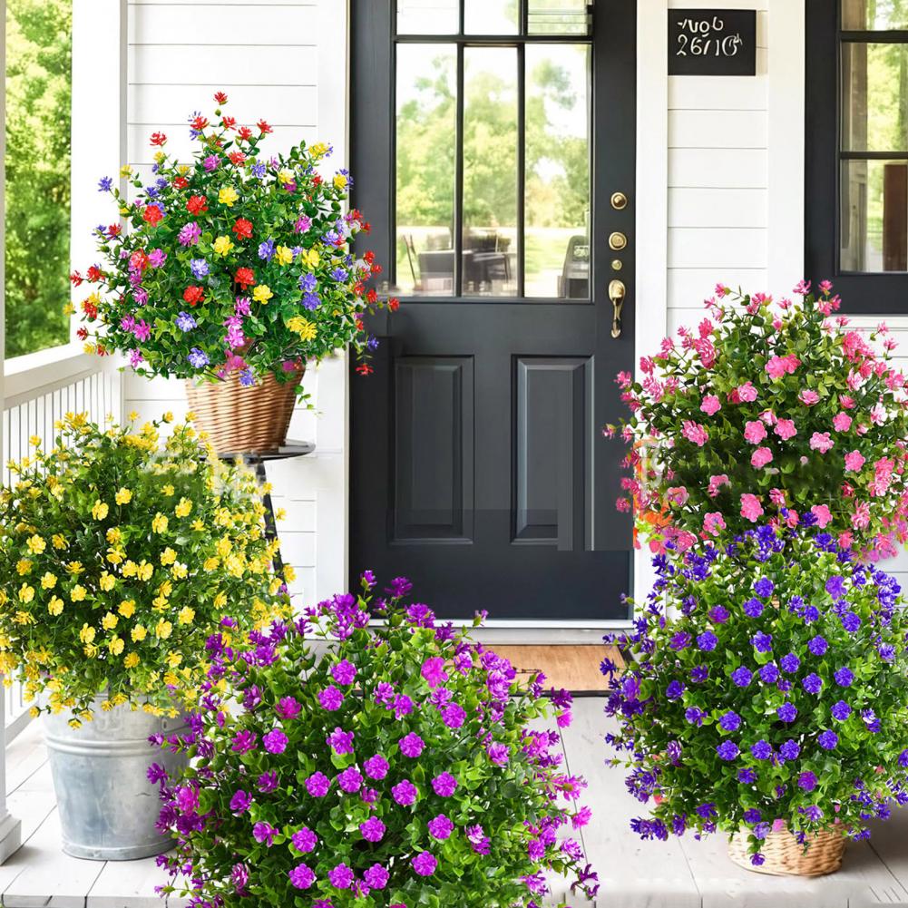 1 szt./2 szt. Sztuczne Drzewka Topiarowe w Kształcie Kuli Odporne na UV Sztuczne Rośliny Z Kwiatami Realistyczne Sztuczne Rośliny Zielone Krzewy Z Wbijakiem do Ziemi