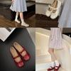 Flat-bottomed Comfortable Soft-soled Shoes with Bow, Light-mouth Laden Shoes, Versatile Casual Retro One-pedal Grandma Shoes