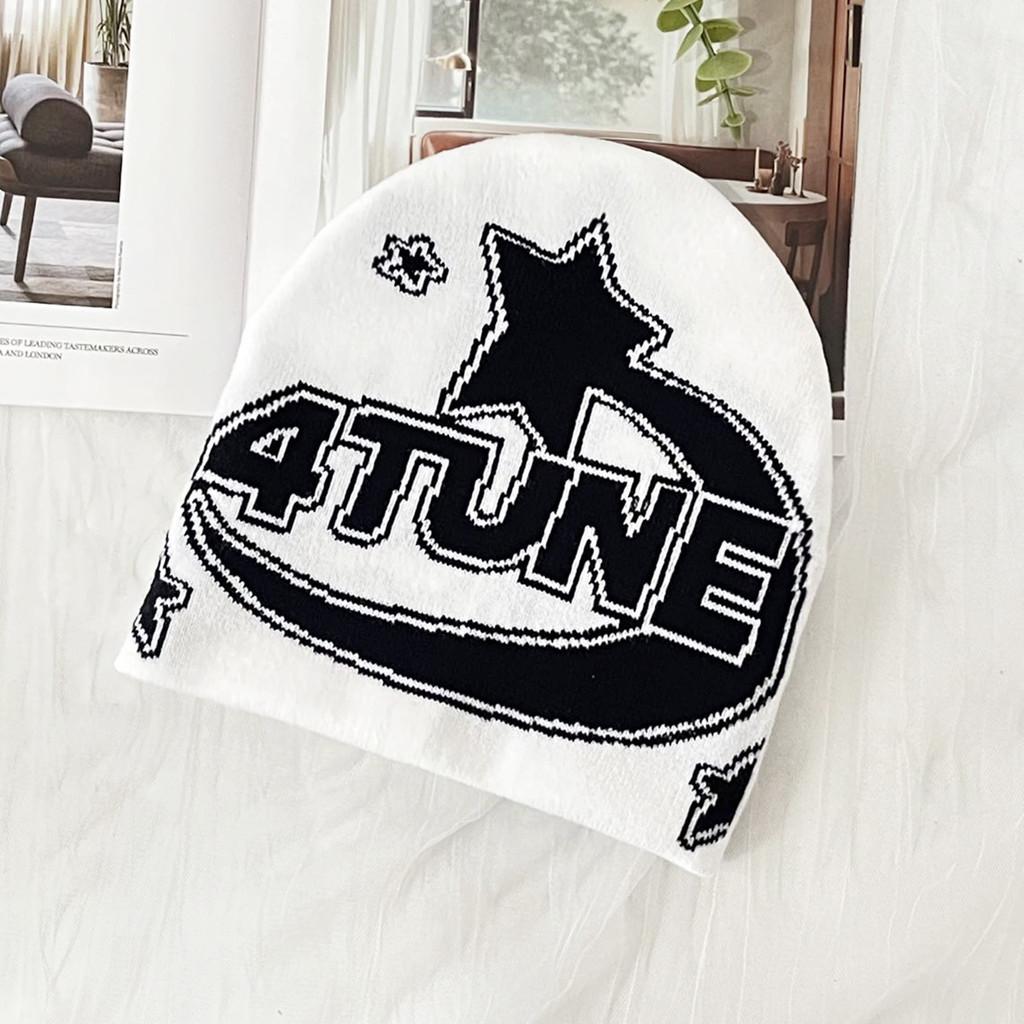 

Minimalist Knit Hat With Alphabet Motif For Fall And Winter Outdoor Comfort White