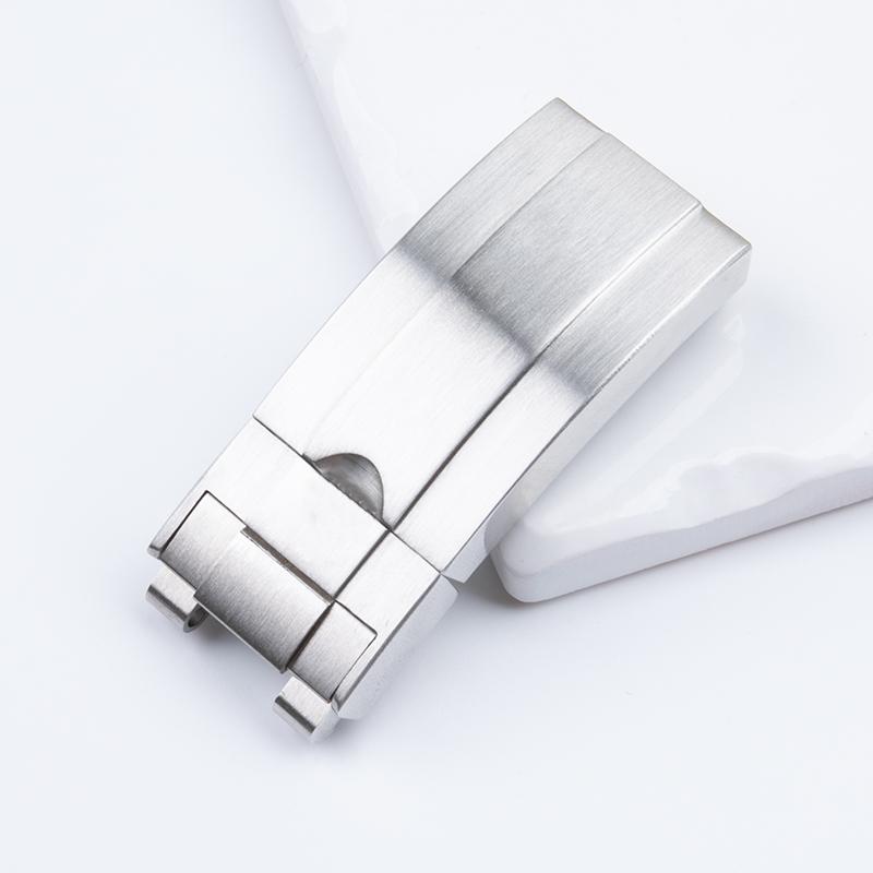 

316L 17x9mm Stainless Steel Glide Slider Lock Folding Buckle For Rolex New Submariner Rubber Leather Bracelets Deployment Clasp 17x9mm срібний