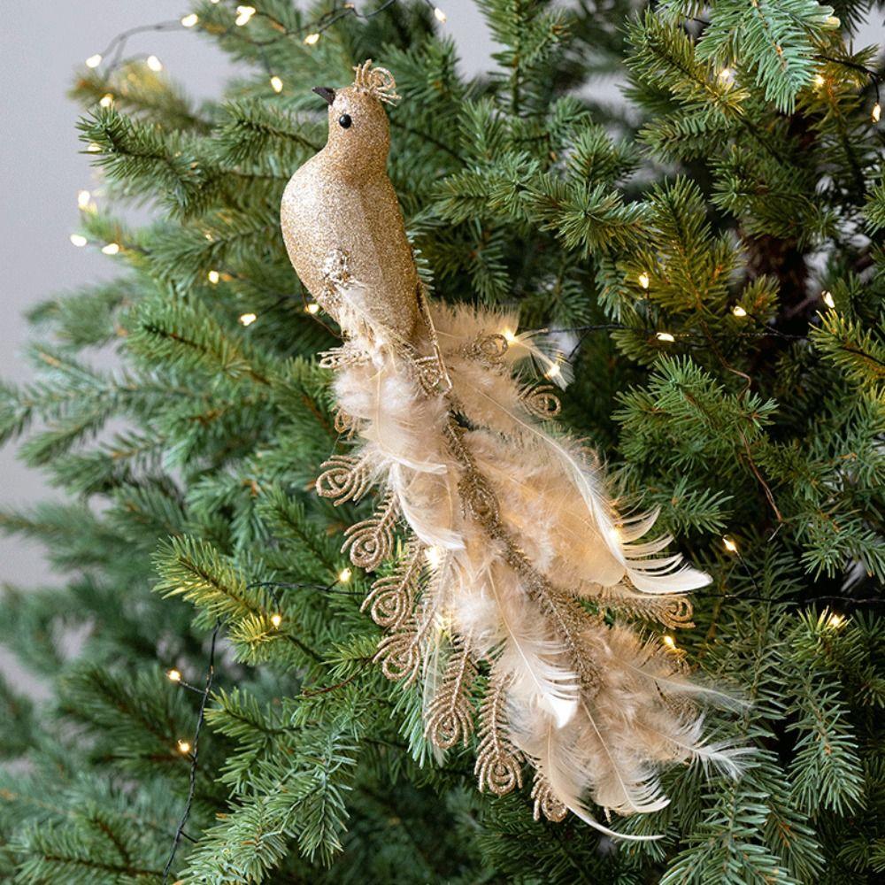 Shimmering Christmas Peacock Decoration Foam Realistic Feathers Peacock Doll Toy Cartoon DIY Crafts Christmas Tree Ornaments